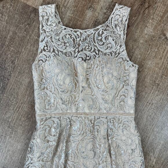 Jenny Yoo Collection Harlow Dress Lace Sweetheart Mini Cream Metallic - Picture 4 of 7